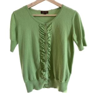 Cute Bright Green Button Cardigan Short Sleeves